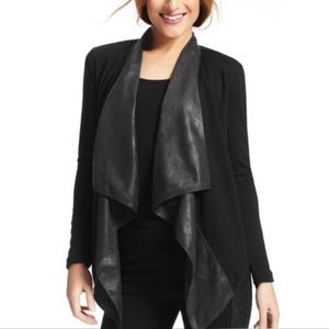 CAbi Owens Open Front Waterfall Faux Leather Jacket